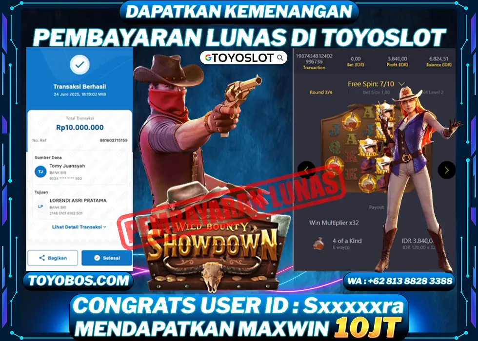 BUKTI KEMENANGAN wild bounty showdown Rp10,000,000- LUNAS